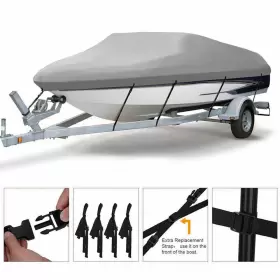9981760 Mirozo Gray 11-13ft 78 Inch 300d Trailerable V-hull Fishing Boat Cover 181 X106 Waterproof
