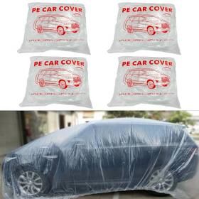 Moujehom 4pcs-ll Universal Disposable Car Cover 4 Pack Clear Plastic For Rain Dust Garage