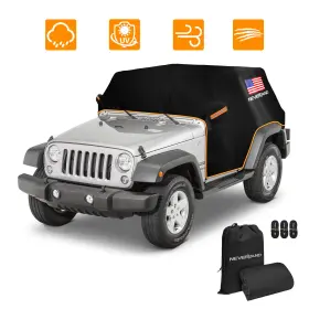 Neva5239w2 Neverland Half Car Cover Snow Dust Uv Protection For Jeep Wrangler Ju Jk 2 Door 2007-2024