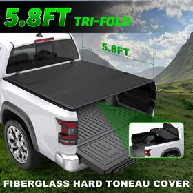Poleparts X1m42341wx 5.8ft 3-fold/ 4-fold Frp Hard Tonneau Cover Fit 2009-24 Dodge Ram 1500 Truck Bed