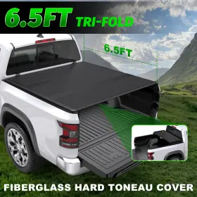 X1m42545wx Polpearts 6.5ft Frp Pp 3-fold/4-fold Hard Bed Tonneau Cover For 2016-2024 Nissan Titan Xd