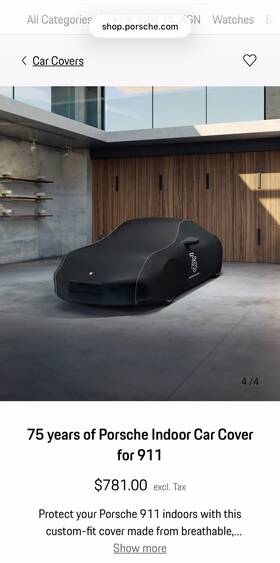 Porsche 99204401212 75 Years Of Indoor Black Car Cover For 911 992 991 Carrera