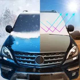 122008-1 Quees Windshield Sun Shade Snow Cover Extra Large For Car Truck Suv Van Doubl