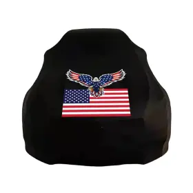 Pcc-05-2022 Qui-lo Patriot American Flag Car Covers Black Stretch Satin Spandex Indoor Cover