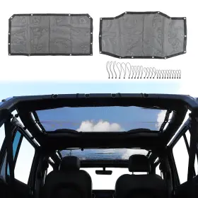 Shineka0126032002 Shineka For 2018 Jeep Wrangler Jl 4 Door Front &rear Roof Sunshade Mesh Shade Top Cover
