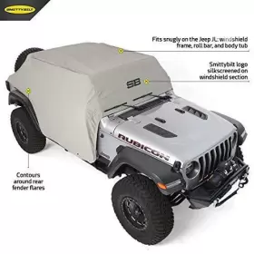 1071 Smittybilt 18c Wranger Jl 4dr Waterresistant Cab Cover With Door Flaps Gray