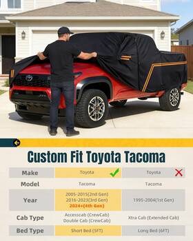 St C2024 All Weather Car Cover Custom For Toyota Tacoma 2024 2025 2026 Windproof Buck