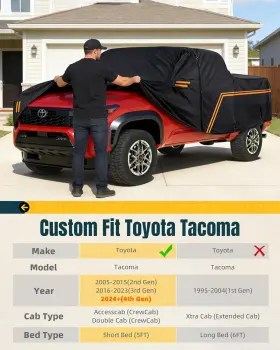 C2024 St All Weather Car Cover Custom For Toyota Tacoma 2024 2025 2026 Windproof Buck