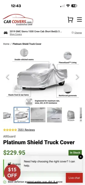 The Car Covers Company 745572853240 2019 2020 2021 Gmc Sierra 1500 Crew Cab 6.5ft Box Waterproof Truck Cover