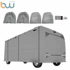 Bw760872th Tinvhy Anti-uv Gray Tearprood With 2pcs Straps And 4 Tire Covers Rv Cover 40ft-43ft Class A