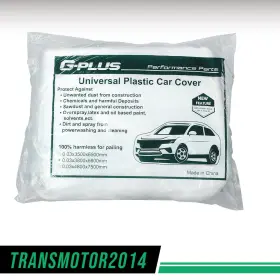 A-02cca0001awt2 Transmotor2014 Clear Plastic Temporary Universal Disposable Car Cover Rain Dust Garage 2 Pack