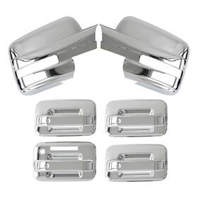 Usauces Fd0060-4bm Chrome Plated Full Mirror Covers Caps And Door Handle Cover Fit 09-14 Ford F-150