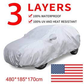 Uxcell 041814111056 Yl Silver Tone 170t Car Cover Outdoor Waterproof Scratchproof 480x185x170cm