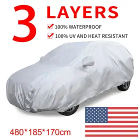 480x185x170cm Uxcell 041814111056 Yl Silver Tone 170t Car Cover Outdoor Waterproof Scratchproof
