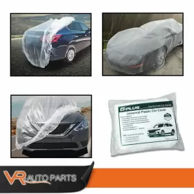 Zp-02cca0001awt Vr Auto Parts 1pc Clear Temporary Universal Disposable Car Cover Rain Dust Garage Pe New