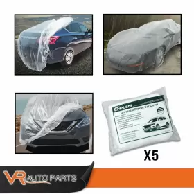 Zp-02cca0001awt5 Vr Auto Parts Clear Temporary Universal Disposable Car Cover Rain Dust Garage Pe New 5pc