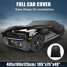 X Autohaux 637516680923 Waterproof Aluminum Film Car Cover For Chevy Camaro 10-21 With Zipper Black