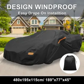 X Autohaux 640283309140 Waterproof Car Cover With Driver Door Zipper For Chevrolet Corvette Aluminum Film