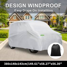 X Autohaux 640283665857 Waterproof Car Cover For Inner Cotton Silver Tone 149.61 Inch X58.27 X56.30