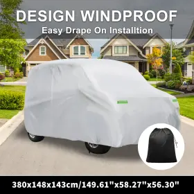 X56.30 X Autohaux 640283665857 Waterproof Car Cover For Inner Cotton Silver Tone 149.61 Inch X58.27