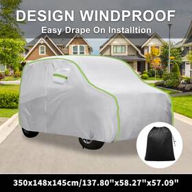 X Autohaux 640283665949 Waterproof Car Cover With Hook For Nissan Sakura Dayz Silver Tone 350x148x145cm