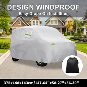 X Autohaux 640283666014 Waterproof Car Cover With Hook For Suzuki Wagonr Silver Tone 375x148x143cm