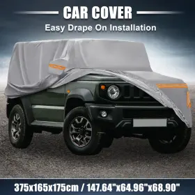 X Autohaux 724117022419 1 Set Car Cover For Suzuki Jimny Outdoor Waterproof Protection Silver Tone