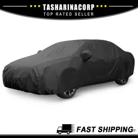 190t X Autohaux 726215383133 Piece Of 1 3xxl Black Breathable Waterproof Car Cover W Mirror Pocket 530cm