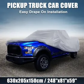 X Autohaux 743151655261 Pickup Truck Cover For Ford F150 Crew Cab 4 Door 04-21 Sun Rain Protection Gray