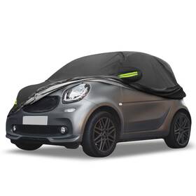 X Autohaux 745060435583 Waterproof Car Cover Full With Zipper For Smart Fortwo 2016-2022 Black