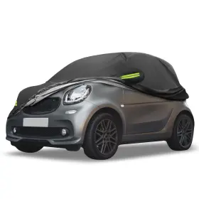 X Autohaux 745060435583 Waterproof Car Cover Full With Zipper For Smart Fortwo 2016-2022 Black