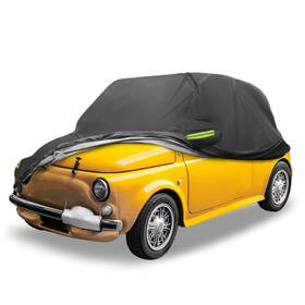 X Autohaux 745060435620 Waterproof Car Cover Full With Zipper For Fiat 500 2007-2022 Black