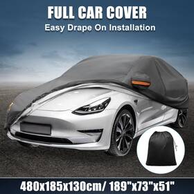 X Autohaux 767153416156 Waterproof 210t Polyester Car Cover For Tesla Model 3 2017-2023 With Zipper