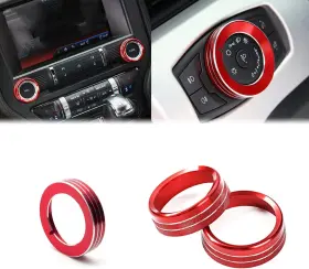 Kr147-variation Xotic Tech #ks01 #kr147-variation Set Radio Volume Headlight Switch Button Knob Ring Trim For Mustang 2015-2023