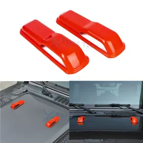 Kt496or Xotic Tech 2pcs Orange Engine Hood Hinge Cover For Jeep Wrangler Jl Jlu Gladiator 2018-up