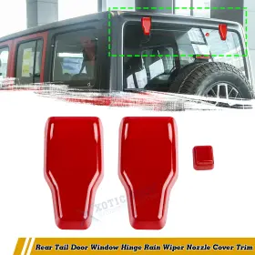 Kt499r Xotic Tech Red Rear Tail Window Hinge Rain Wiper Nozzle Trim For Jeep Wrangler Jl Jlu 2018