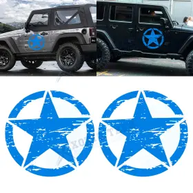 St148b Xotic Tech #st148b 2 2x Blue Army Star Distressed Decal For Jeep 20 Inch Vinyl Military Hood Graphic Body