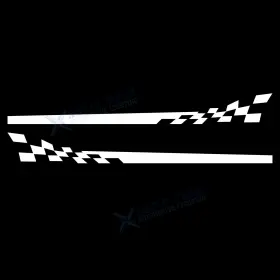 St214-variation7 Xotic Tech #st214-variation7 2pcs Pre-cut Checkered Side Door Skirt Auto Sporty Style Stickers Universal Fit