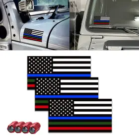 St244g Xotic Tech #st244g #tv06m Reflective Blue Green Red American Flag Sticker Tire Valve Stem Caps For Car Suv