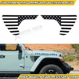 St247bk Xotic Tech #st247bk Black Fender Vent American Flag Vinyl Decals For Jeep Wrangler Jl Jlu 2018-up