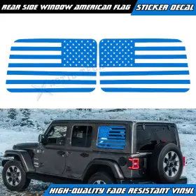 St248b Xotic Tech #st248b Blue Rear Side Window American Flag Decal For Jeep Wrangler Jl Jlu 2018 4-door