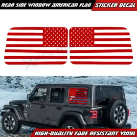 St248r Xotic Tech #st248r Red Rear Side Window American Flag Decal For Jeep Wrangler Jl Jlu 2018 4-door