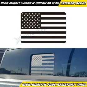 St249bk Xotic Tech #st249bk Ford Black Rear Middle Window American Flag Decal For F150 F250 F350 2015-up