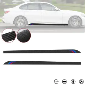 St88 Xotic Tech 2x Carbon Fiber Side Skirt Decal Tri-color Stripe Sticker For Bmw 2 3 4 5 M3 M5