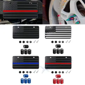 Tv08-variation Xotic Tech #th358 #tv08-variation 3d American Flag Front License Plate Valve Stem Cap Cover Patriotic Universal