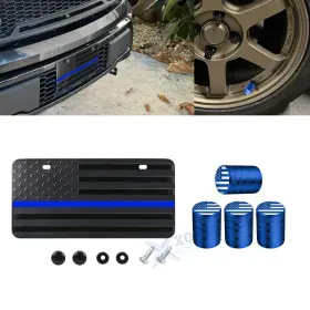 Th358b Xotic Tech #th358b #tv08b American Flag Front License Plate Valve Stem Cap Cover Patriotic Universal Blue