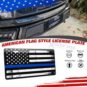 Xotic Tech #th360b Blue Patriotic Vintage American Flag Frame Decoration For Front Car Truck Tag