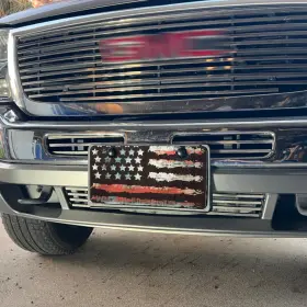 Th360m Xotic Tech #th360m Orange Vintage American Flag Automotive Front License Plate With Screws Universal