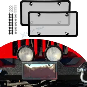 Th361bk Xotic Tech #th361bk Unbreakable Bubble Design Transparent Black License Plate Protectors Screw 12x6 Inch