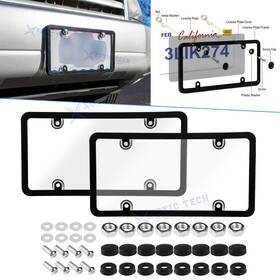 Xotic Tech #th361w Clear License Plate Covers Frames Shields Holder Fits For Standard Us Plates